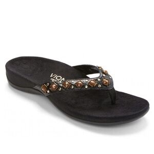 Vionic Rest Floriana Comfort Thong Sandals Black Croco Womens Size 9 Fasciitis